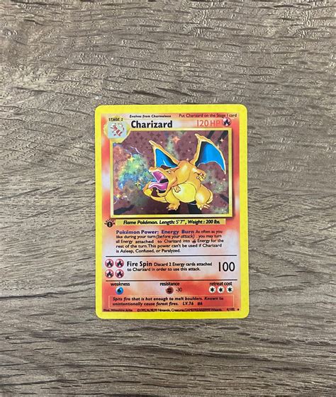 1999 Charizard 1st Edition Base Set Shadowless Holographic Proxy Card