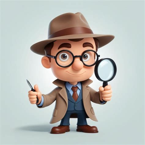 Detective De Dibujos Animados Con Lupa Imagen Premium Generada Con Ia