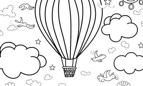 Coloriage d une montgolfière vintage à Télécharger ou à Imprimer