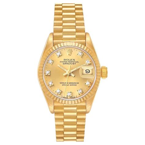 Rolex President Datejust Yellow Gold Diamond Ladies Watch 69178 For Sale At 1stdibs