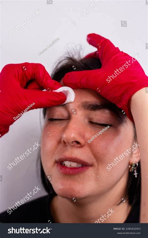 Eyebrow Master Making Correction Cleaning Women Stock Photo