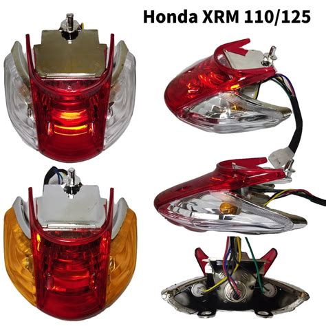 DNF SHOP Honda XRM 110 125 Red White Yellow Tail Light Assembly W Bulb