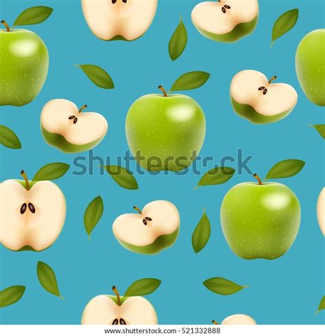 Seamless Texture Pattern Green Apples Vector Stock Vector Royalty Free