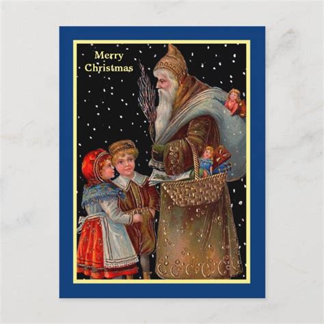 Vintage European Santa Claus Beautiful Image Copy Postcard Zazzle