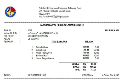 Contoh Resit Bayaran Dan Cara Buat Manual Dan Online