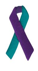 Two-Tone Purple and Teal Embroidered Awareness Ribbon Appliques