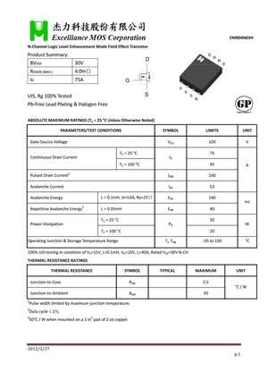 EMB04N03H MOSFET Datasheet Pdf Equivalent Cross Reference Search