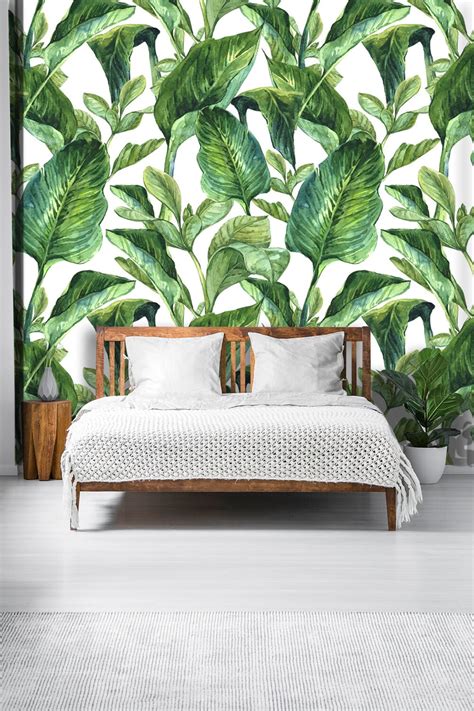 Banana Leaf Wallpaper Peel and Stick Wallmural With | Etsy