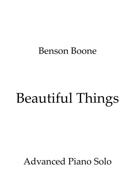 Beautiful Things Arr Ene Nixon By Benson Boone Sheet Music For Piano Solo At Sheet Music Direct