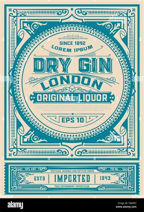 Vintage Gin Label Template Vector Layered Stock Vector Image Art Alamy