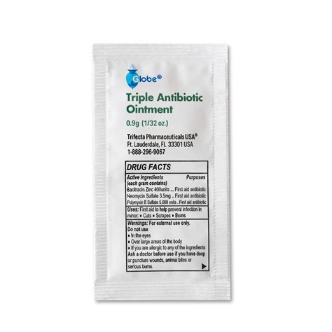 Globe Triple Antibiotic Ointment 9gr Packets Box Of 144 Triselfcare