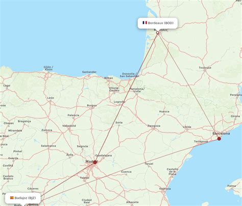 Flights From Bordeaux To Badajoz Bod To Bjz Flight Routes