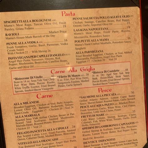 Menu at CIBO restaurant, Fort Myers