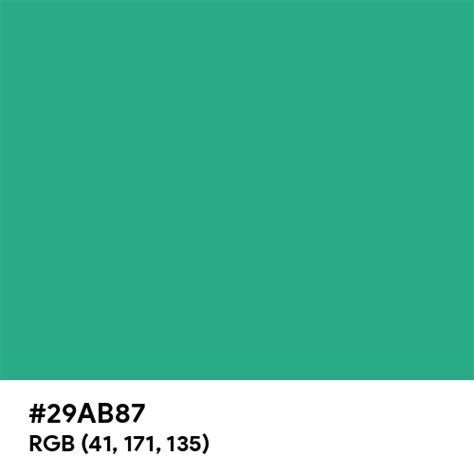 Jungle Green color hex code is #29AB87