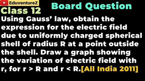 Using Gauss Law Obtain The Expression For The Electric Field Due To