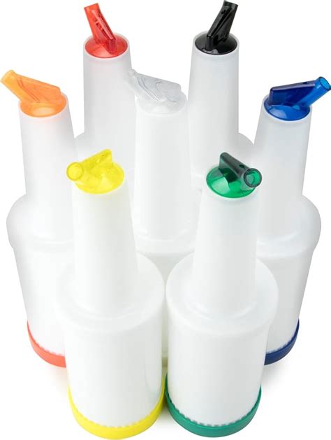 7 Pack Of Colorful Juice Pouring Spout Bottle Containers Mix Pour