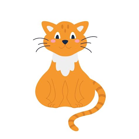 Lindo Gato Naranja Sentado Sobre Fondo Blanco Imagen Vectorial En Estilo Plano Vector Premium