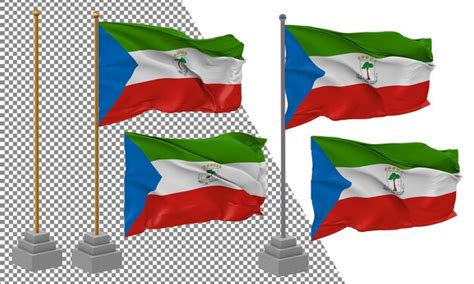 Premium Psd Equatorial Guinea Flag Waving Different Style With Stand