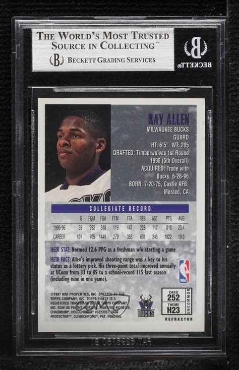 1996 97 Topps Finest Uncommon Silver Refractor 252 Ray Allen RC