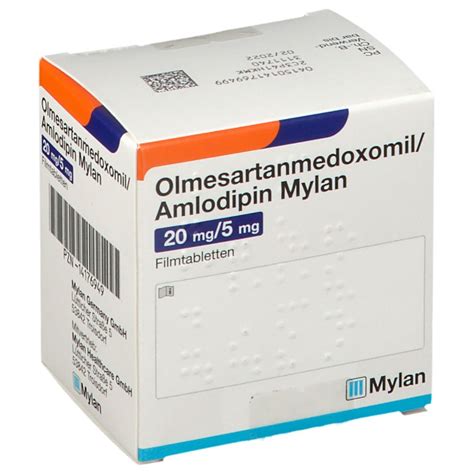 Olmesartanmedoxomil Amlodipin Mylan 20 Mg 5 Mg 98 St Mit Dem E Rezept