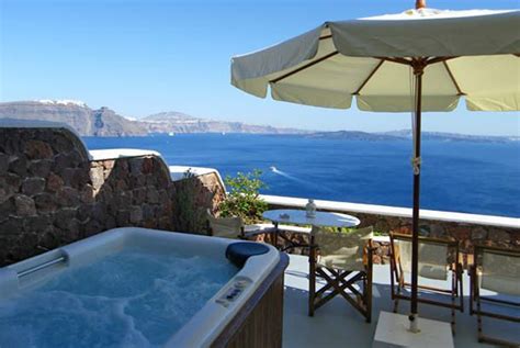 Delfini Villas Santorini Hotel In Oia A Private Veranda With Jacuzzi