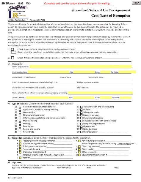 Sales Tax Exempt Form South Dakota Exemptform