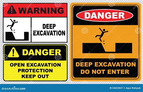 Caution Deep Excavation Symbol Sign Vector Illustration Isolate On