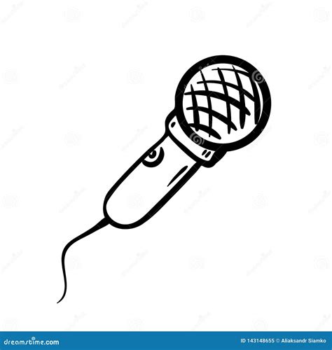 Handdrawn Microphone Doodle Icon Hand Drawn Black Sketch Sign Cartoon