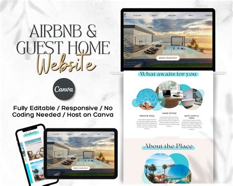 Airbnb Template, Airbnb Website, Canva Website Template, Airbnb ...