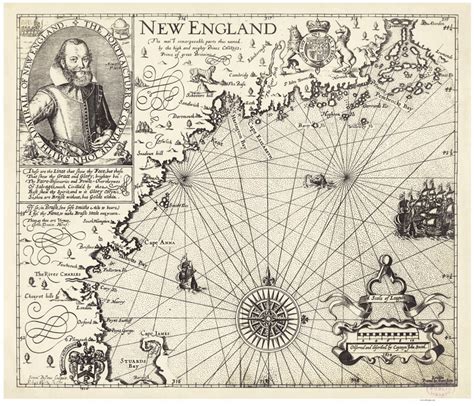 New England 1616 Old Map Reprint - John Smith - OLD MAPS