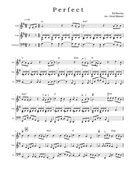 Perfect Ed Sheeran Short Version String Trio Sheet Music For