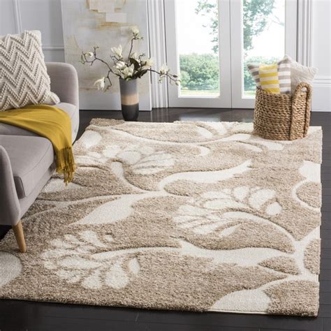 Safavieh Florida Shag Beige Cream Floral Area Rug 8 X 10 Free