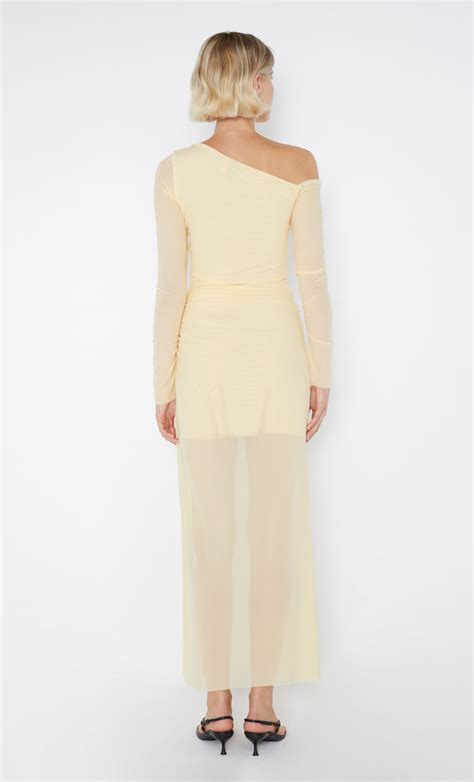 Fae Asym Long Sleeve Dress Butter Yellow Bec Bridge Au