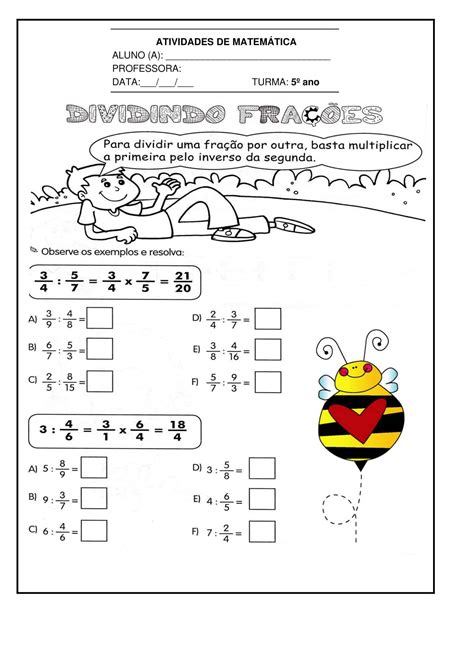 Atividades Sobre Frações 5 Ano