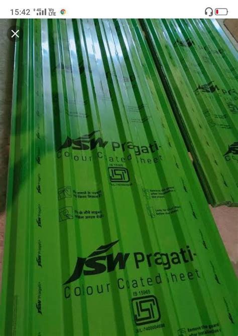 Green Jsw Colouron Plus Roofing Sheet Mm Color Coated At Rs