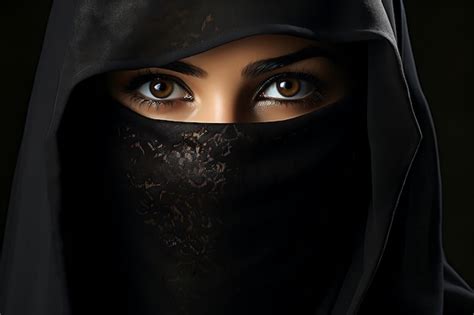 Premium Ai Image Closeup Portrait Of An Arab Woman Wearing Niqab Ai