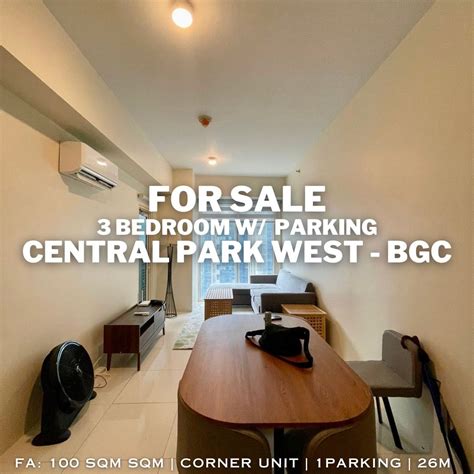 Corner 3br With Parking Central Park West Bgc Taguig City Property