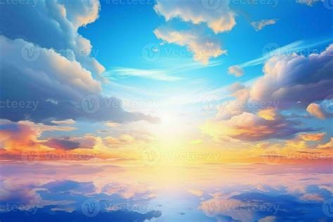 Beautiful sunset blue sky background with sunny cloud.Generative AI ...