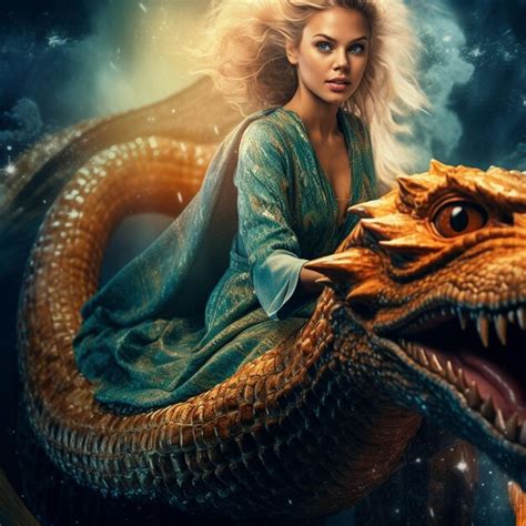 Qual O Feminino De Dragão - Uma mulher com cara de dragão e cabeça de dragão | Foto Premium