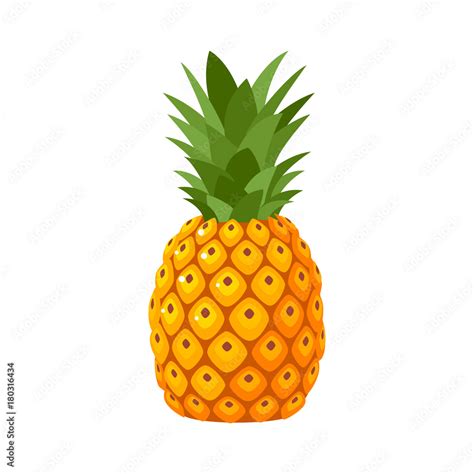 Summer Fruits For Healthy Lifestyle Pineapple Fruit Vector Illustration Cartoon Flat Icon