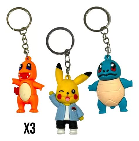 Llavero De Goma Pokémon Pikachu Charmander Bulbasaur X3 Unid MercadoLibre