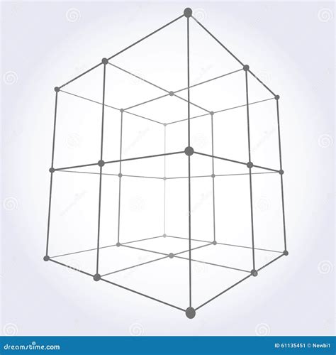 Wireframe Mesh Cube Stock Vector Illustration Of Lined 61135451