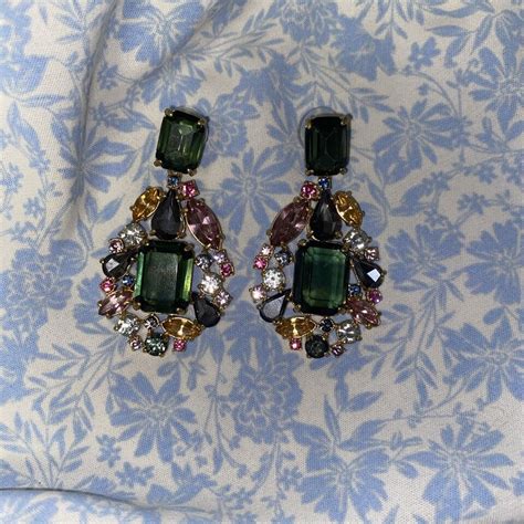 J Crew Crystal Cluster Drop Earrings Ebay