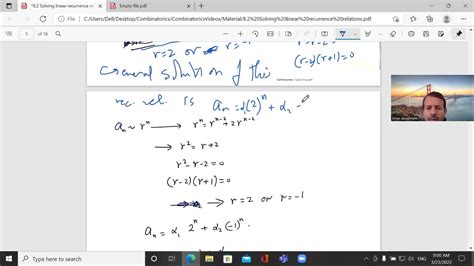 Section8 2 Solving Linear Recurrence Relations Part1 YouTube