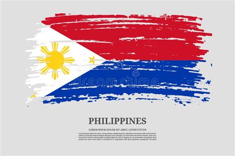 Philippines Brush Stroke Flag Vector Background Hand Drawn Grunge