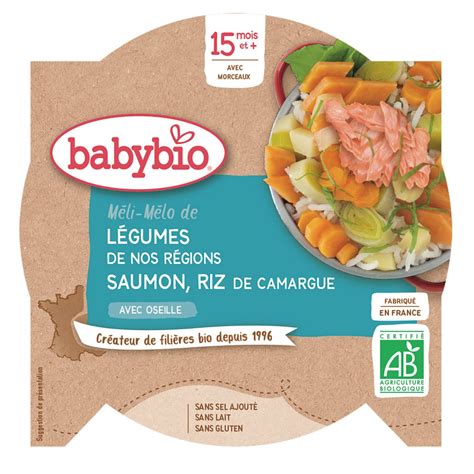 Babybio Assiette M Li M Lo De L Gumes Riz Bio Au Saumon D S Mois