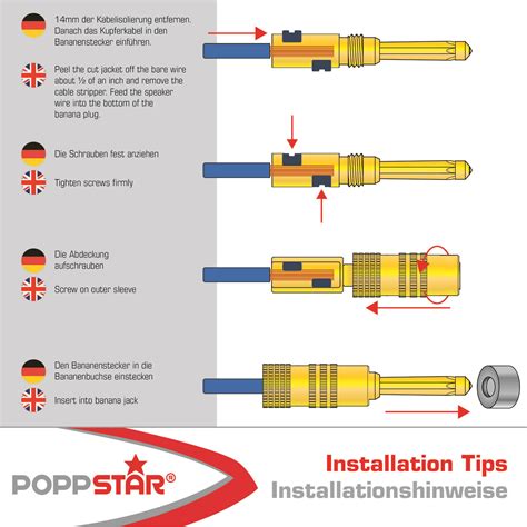 Poppstar 12x Bananenstecker für Lautsprecherkabel bis 4 mm²