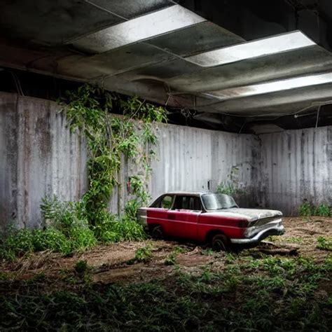 A Farm Inside An Abandoned Car Parking Building Stable Diffusion