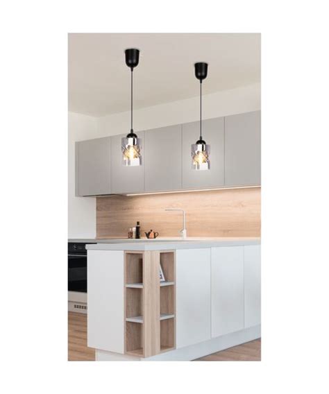 Lampa wisząca FELIS czarny 1 x 60 W E27 klosz dymiony Bricomarche pl