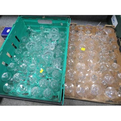 Five Trays Of Assorted Glass Ware To Include A Fruit Bowl